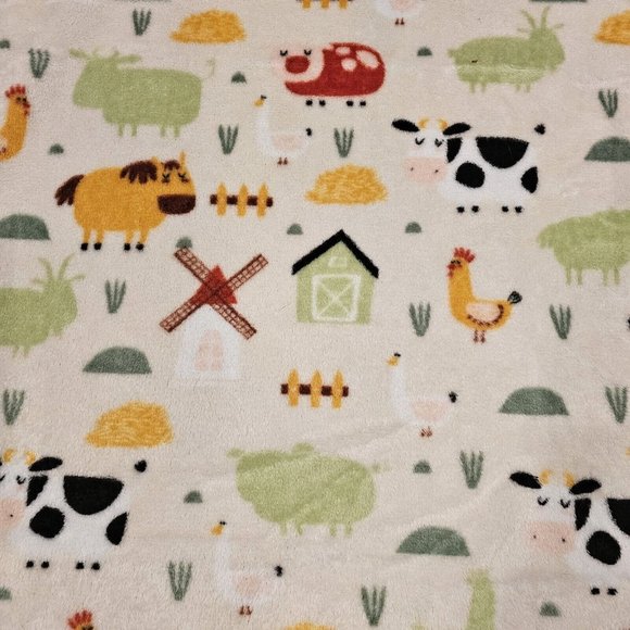 Target Farm Animals Baby Blanket Plush Unisex Cream Sutton Homes Tractor‎ - Picture 1 of 5